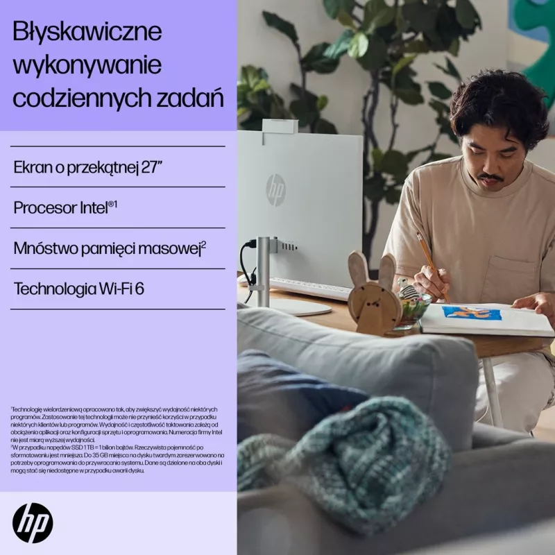 HP 27-cr0224nw Intel Core i5-1335U 27 inch Full HD All-in-One PC, 16 GB DDR4, 512 GB SSD, FreeDOS, White