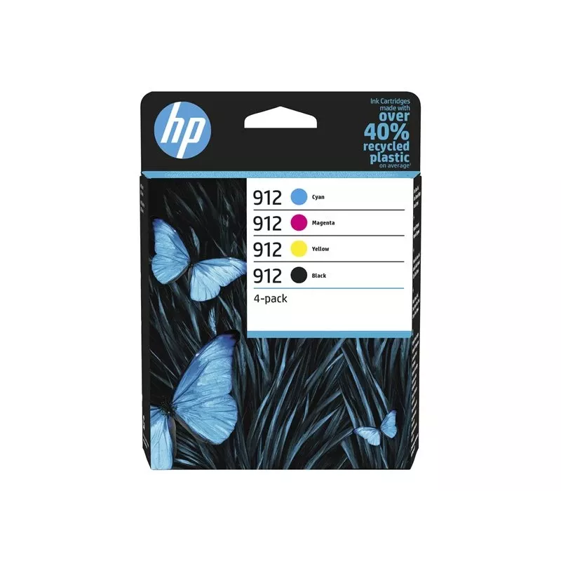 HP 912 Original Ink Cartridge 4-Pack (Black, Cyan, Magenta, Yellow) - 6ZC74AE#30B