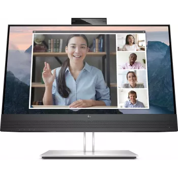HP E24Mv G4 23.8 inch Full HD IPS Monitor with 5MP Webcam, USB-C Docking, and 65W Power Delivery - Black & Silver 195122021795