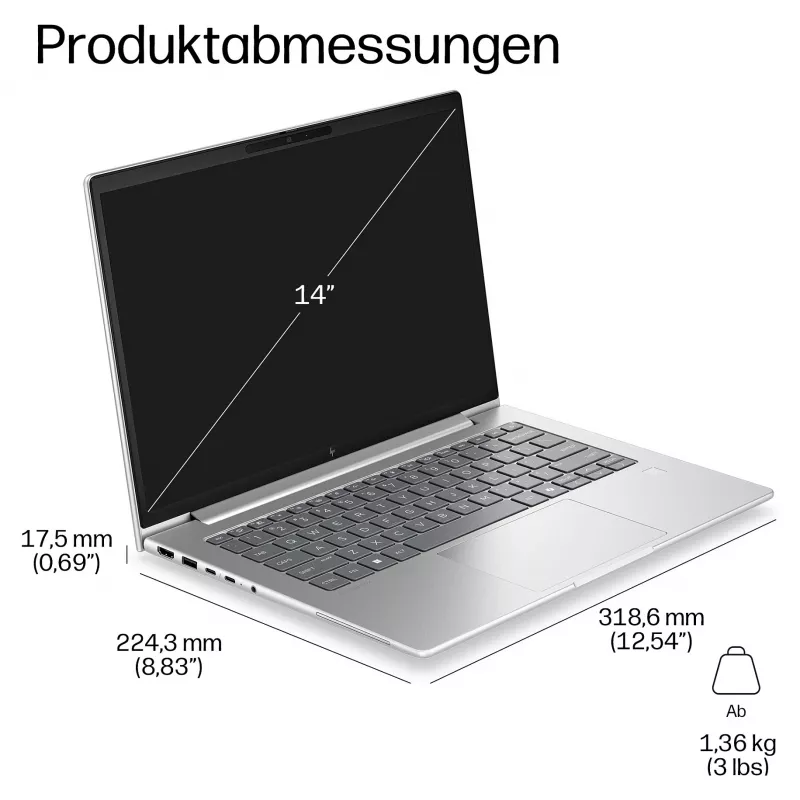 HP EliteBook 6 G2i Notebook AI - Intel Core 7 350 / 1.5 GHz - 32 GB RAM - 1 TB SSD - 14 inch WUXGA IPS - Windows 11 Pro - Wi-Fi 7 - Silver