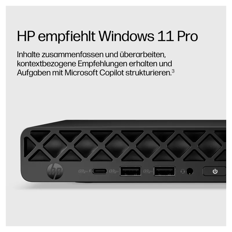 HP EliteDesk 8 Mini G2a Mini PC, AMD Ryzen AI 5 435, 16GB RAM, 512GB SSD, Windows 11 Pro, Black