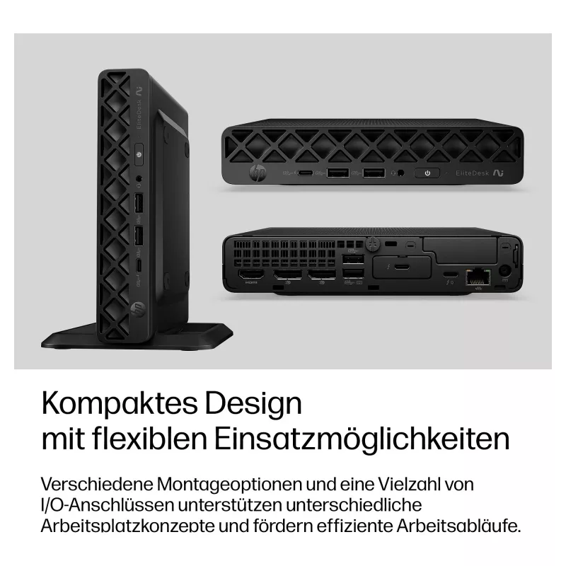 HP EliteDesk 8 Mini G2i Mini PC, Intel Core Ultra 7 356H, 32GB DDR5 RAM, 1TB NVMe SSD, Windows 11 Pro, Black