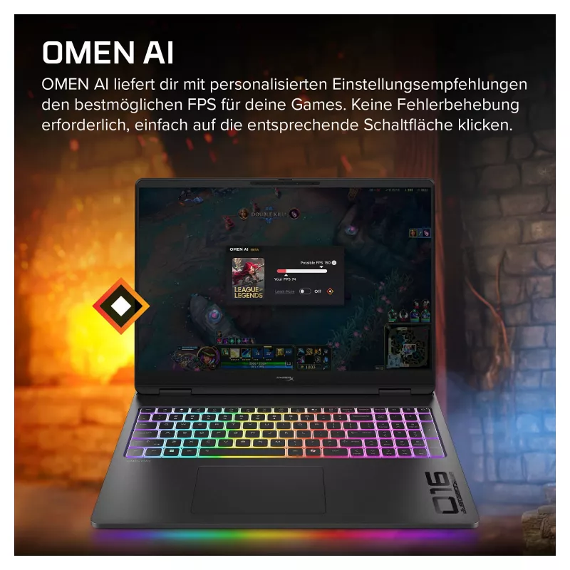 HP HyperX OMEN 16-ah1470ng Gaming Laptop, AMD Ryzen 7, RTX 5070 Ti, 32GB RAM, 1TB SSD, 16.1 inch QHD 270Hz, Windows 11 Home