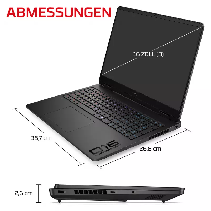 HP HyperX OMEN 16-am2172ng Gaming Laptop, 16.1 inch QHD IPS 165Hz, Intel Core i7-14650HX, 24GB DDR5, 1TB SSD, NVIDIA GeForce RTX 5070, FreeDOS, German Keyboard