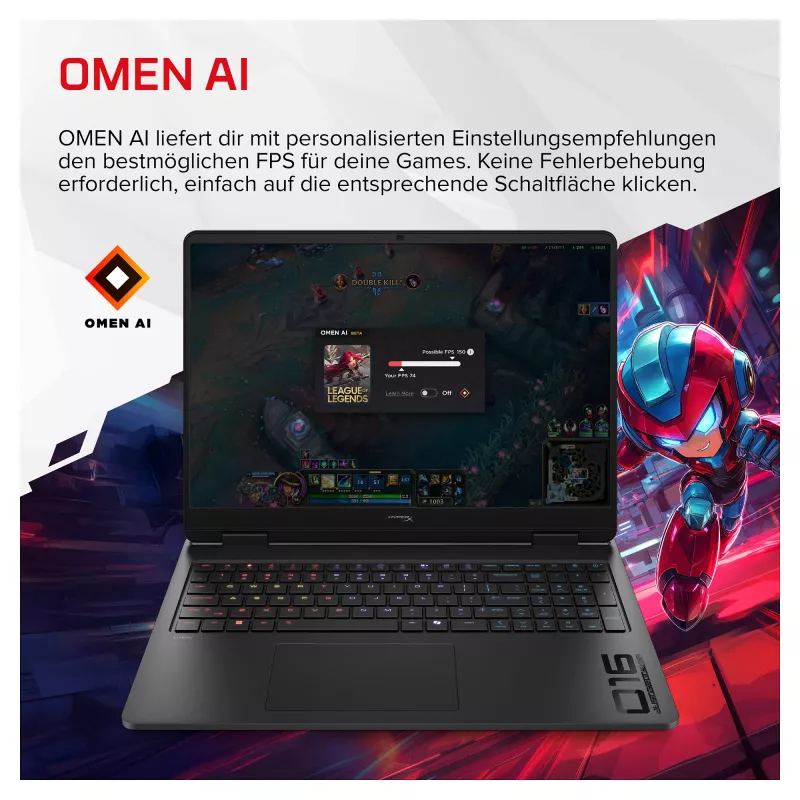 HP HyperX OMEN 16-am2173ng Gaming Laptop, 16.1 inch QHD 165Hz, Intel Core i7-14650HX, 24GB RAM, 1TB SSD, RTX 5070, Windows 11 Home