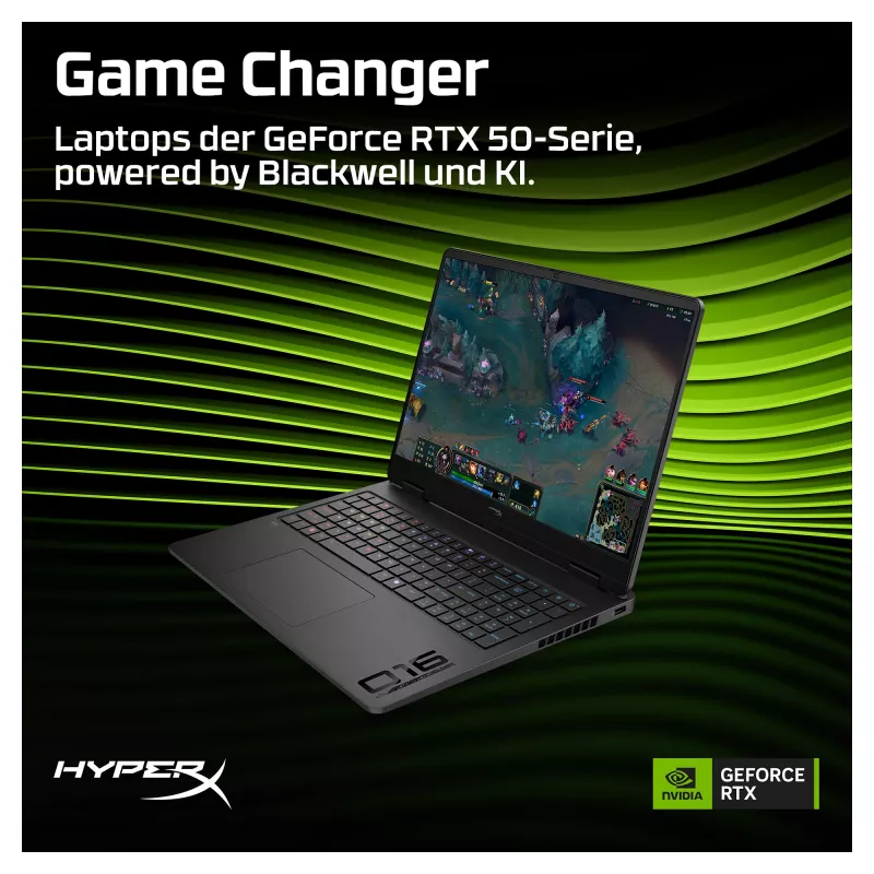 HP HyperX OMEN 16-ap1191ng Gaming Laptop, 16.1 inch QHD 165Hz, AMD Ryzen 9 8940HX, 16GB DDR5, 512GB SSD, RTX 5070, Windows 11 Home, German Keyboard