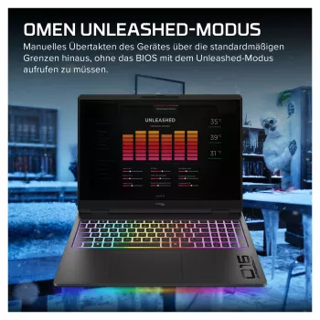 HP OMEN 16-ah1490ng Gaming Laptop, 16.1 inch QHD 165Hz, Intel Core 9 270HX, 32GB DDR5, 1TB SSD, RTX 5080, Windows 11 Home, German Keyboard