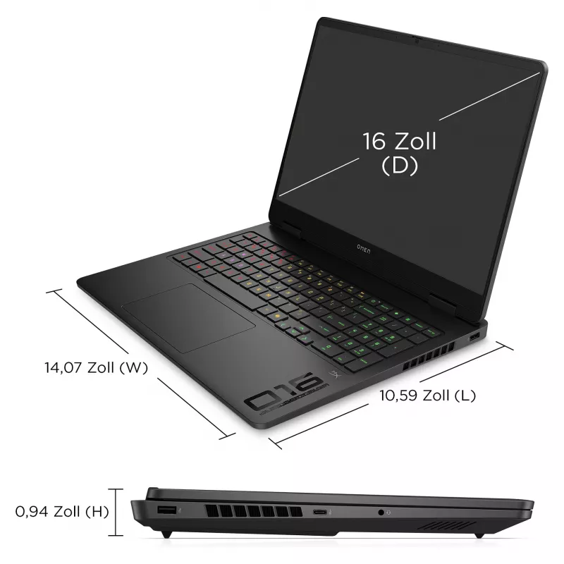 HP OMEN 16-am0471ng Gaming Laptop, 16 inch WUXGA 144Hz, Intel Core Ultra 7 255H, 16GB RAM, 512GB SSD, NVIDIA GeForce RTX 5050, FreeDOS, Shadow Black