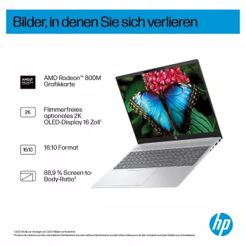 HP OmniBook 5 16-ag1451ngx AMD Ryzen AI 5 330 16GB 512GB SSD W11 Home 16 inch WUXGA Laptop (Natural Silver, German QWERTZ)