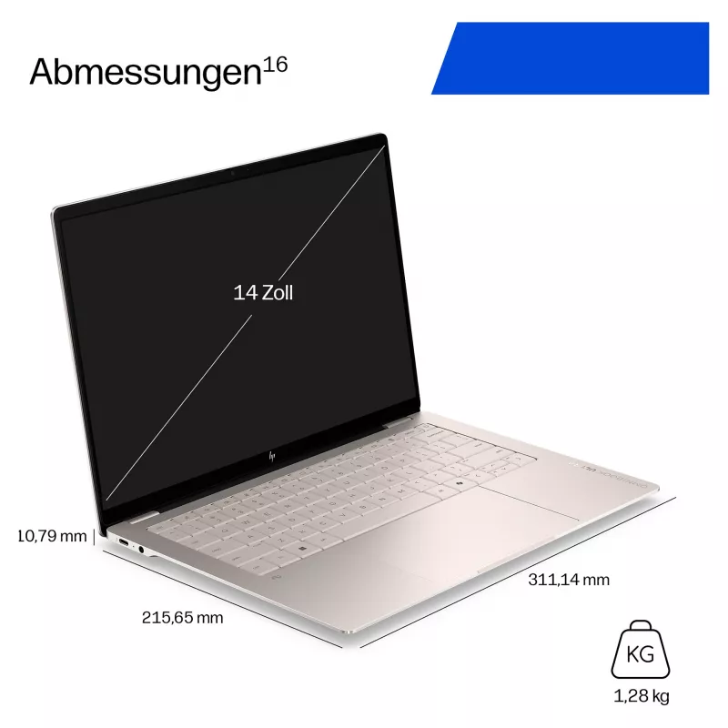 HP OmniBook Ultra 14-kd0471ngx Laptop, Intel Core 7 356H, 32GB RAM, 1TB SSD, 14 inch Touchscreen, Windows 11 Home, German Keyboard
