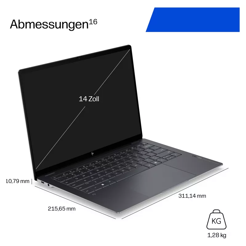 HP OmniBook Ultra 14-kd0472ngx, Intel Core Ultra 7 356H, 32GB RAM, 1TB SSD, 14 inch Touchscreen, Windows 11 Home, Natural Silver (German Keyboard)