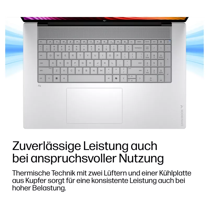 HP OmniBook X Next Gen AI 17-de0070ngx, 17.3 inch QHD+ IPS, Snapdragon X Elite X1E-78-100, 16GB LPDDR5X, 1TB SSD, Windows 11 Home, Ceramic White, German Keyboard