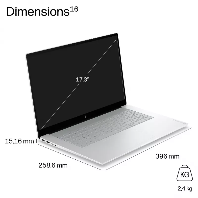 HP OmniBook X Next Gen AI 17-de0070ngx, 17.3 inch QHD+ IPS, Snapdragon X Elite X1E-78-100, 16GB LPDDR5X, 1TB SSD, Windows 11 Home, Ceramic White, German Keyboard