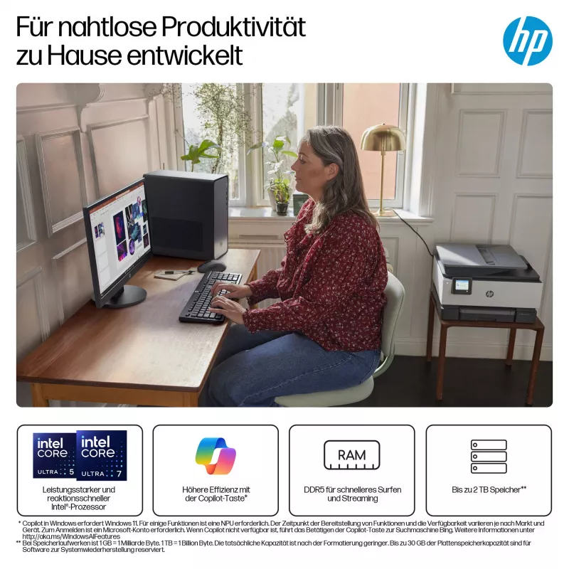 HP OmniDesk Desktop M02-0452ng Intel Core i5-14400 16GB RAM 512GB SSD Windows 11 Meteor Silver
