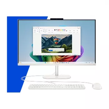 HP OmniStudio 27-cw0450ng All-in-One PC, 27 inch FHD Display, AMD Ryzen AI 5, 16GB RAM, 512GB SSD, Windows 11 Home, White