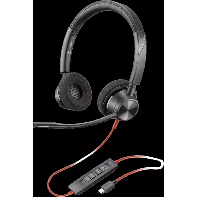 HP Poly Blackwire 3320-M USB-C Wired Headset with Boom Microphone, Noise Cancelling, Black