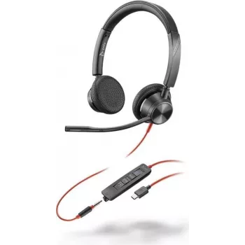 HP Poly Blackwire 3325 Stereo Microsoft Teams Certified USB-C Headset +3.5mm Plug +USB-C/A Adapter