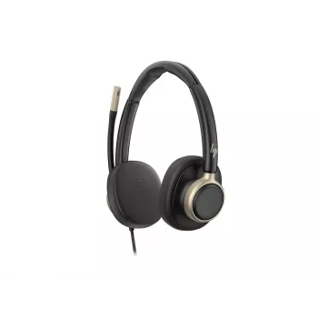 HP Poly Mission 825 Stereo USB Wired Headset with Active Noise Cancellation, Black, Certified for Microsoft Teams, Zoom, Google Meet, Works With Chromebook
