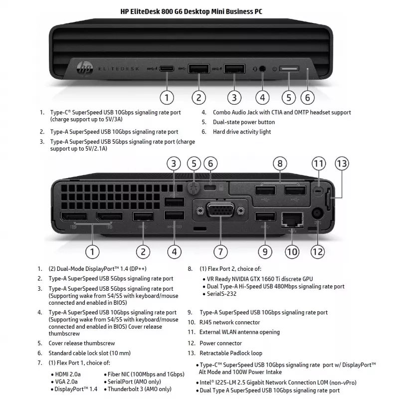 HP Renewed Grade A EliteDesk 800 G6 Desktop Mini PC - Intel Core i5-10500, 8GB DDR4, 256GB SSD, Intel UHD Graphics 630, Windows 11 Pro