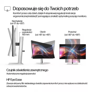 HP S7 Pro 727pu 27 inch WQHD IPS Monitor - 2560x1440, 120Hz, HDR, 5ms, Thunderbolt, HDMI, DisplayPort, Pivot