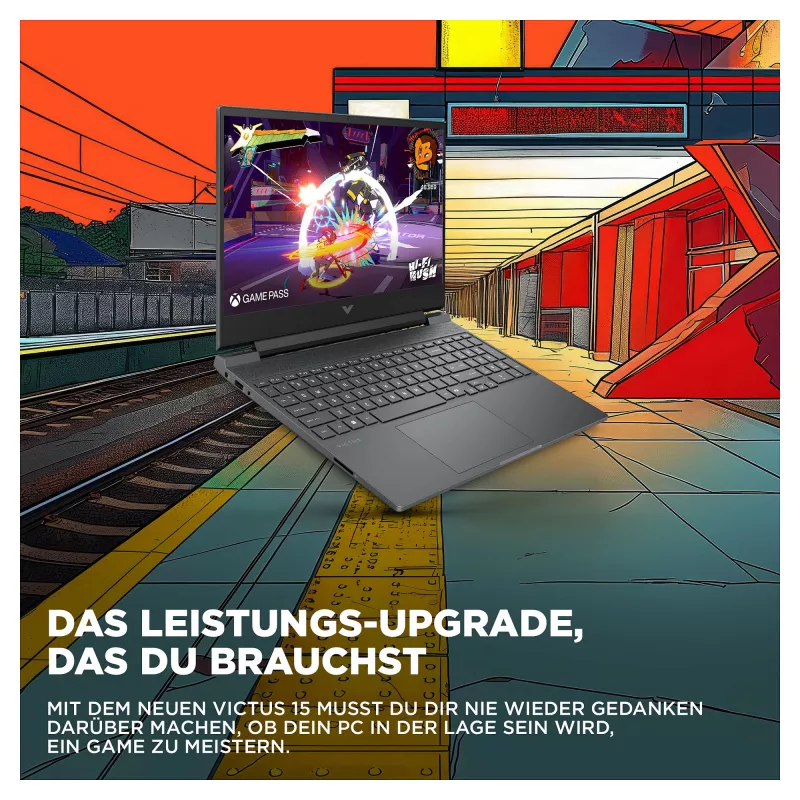 HP Victus 15-fa2140ng 15.6 inch Full HD 144Hz Gaming Laptop, Intel Core i5-13420H, 16GB RAM, 512GB SSD, NVIDIA GeForce RTX 3050, FreeDOS, German Keyboard