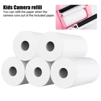 HQ Self-Adhesive Thermo Paper Sticker x5 Rolls 57mm x 25mm for Kids Print Camera