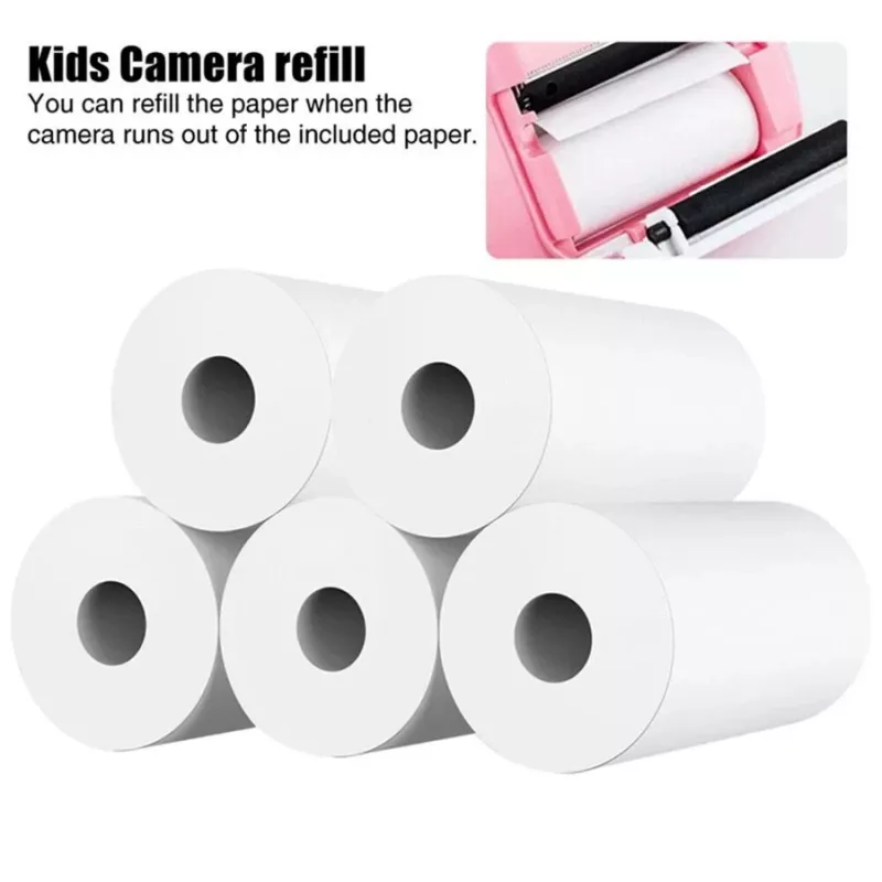 HQ Self-Adhesive Thermo Paper Sticker x5 Rolls 57mm x 25mm for Kids Print Camera