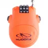 HUDORA Cable Lock (Orange) - 3-Digit Resettable Combination, 200 cm Self-Coiling Steel Cable