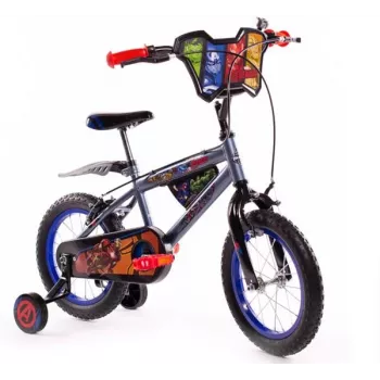 Huffy Avengers 14-Inch Kids Bike - Steel Frame, Training Wheels, Red/Blue/Black