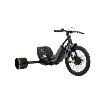 Huffy Green Machine Drift Trike 36V Electric Black/Green 350W Brushless Motor 20 inch Front Wheel Dual-Stick Steering Adjustable Bucket Seat Ages 8+ 150 lbs Max