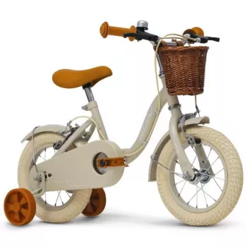 Huffy Vintage 12-Inch Kids Bike, Grey with Basket and Training Wheels