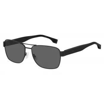 HUGO BOSS BLACK BOSS1441S807 Men's Rectangular Sunglasses - Black Frame Grey Lens 60/16/150 mm