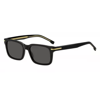 HUGO BOSS BLACK BOSS1628S807 Rectangular Sunglasses, Black Frame, Grey Lens, 54/19/145 mm