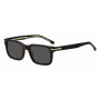 HUGO BOSS BLACK BOSS1628S807 Rectangular Sunglasses, Black Frame, Grey Lens, 54/19/145 mm