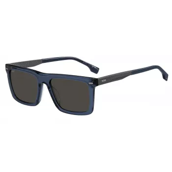 HUGO BOSS BLACK BOSS1765GSPJP Men's Rectangular Sunglasses - Black Frame, Grey Lens, 55/18/150 mm