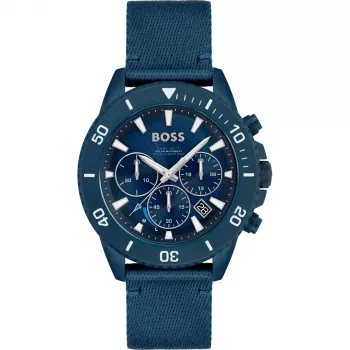 HUGO BOSS Men's Watch 1513919 46 mm Stainless Steel Case Black Silicone Strap Chronograph Quartz