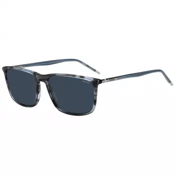 HUGO MAN HG-1374-S-3RA Rectangular Sunglasses - Black Frame Grey Lens 57mm