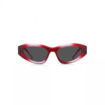 HUGO Unisex Sunglasses HG-1282-S-C48 Rectangular Full-Rim Frame 52/23/145 mm Black/Grey UV400
