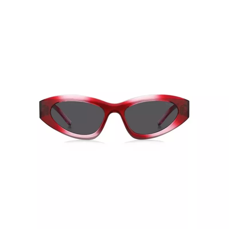 HUGO Unisex Sunglasses HG-1282-S-C48 Rectangular Full-Rim Frame 52/23/145 mm Black/Grey UV400