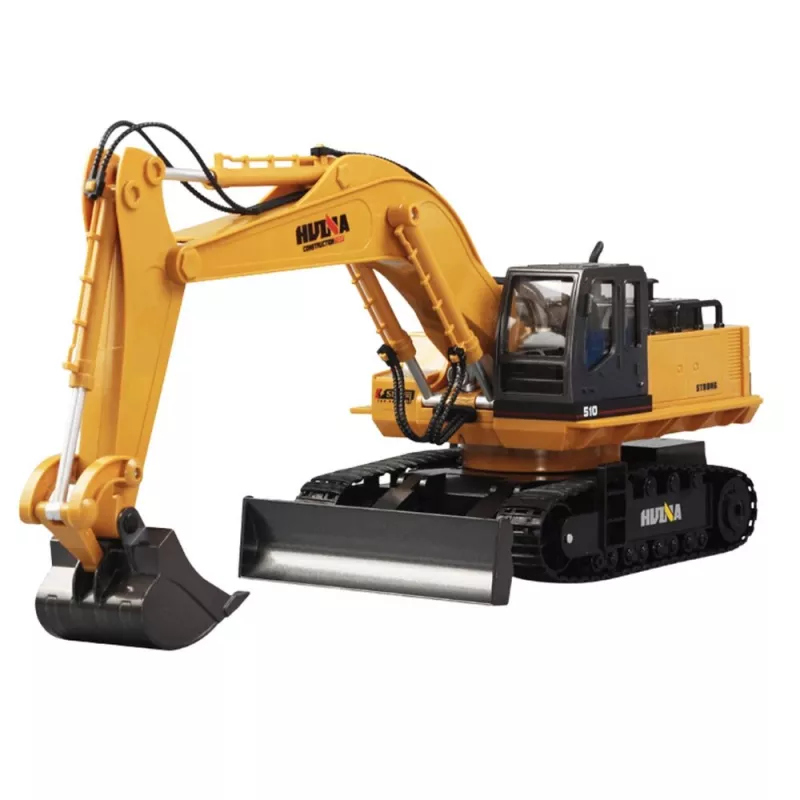 Huina 22747 1:16 RC Crawler Excavator with Rotating Cabin, 15 Channel 2.4GHz Remote Control, LED Lights, Metal Shovel, Rechargeable Battery, for Kids 8+