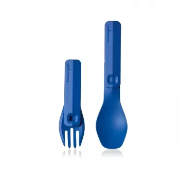 HumanGear Uno GoBites Click Spoon and Fork Set Blue