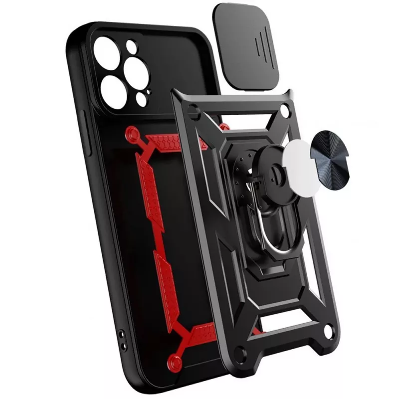 Hurtel Hybrid Armor Camshield Case for Huawei nova Y90 Armored Case with Camera Cover Black