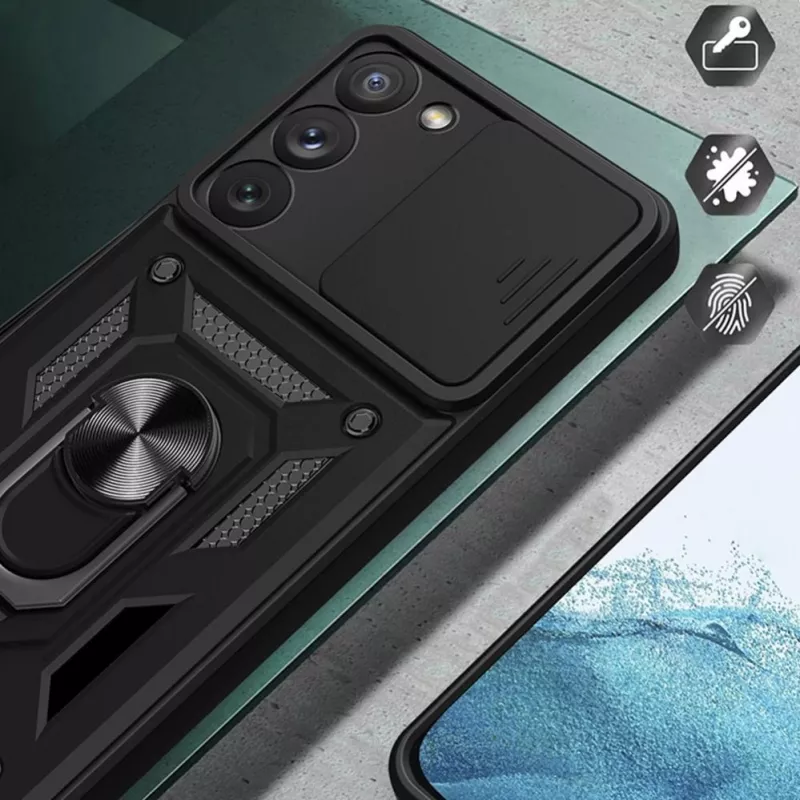 Hurtel Hybrid Armor Camshield Case for Samsung Galaxy A14 - Blue