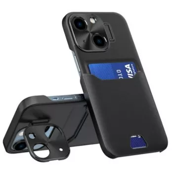 HURTEL iLike Apple iPhone 14 Leather Stand Case Cover Card Wallet with Stand Black