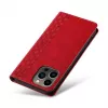 Hurtel Magnet Strap Case for iPhone 13 Pro Max - Wallet Folio with Detachable Lanyard and Pendant - Red