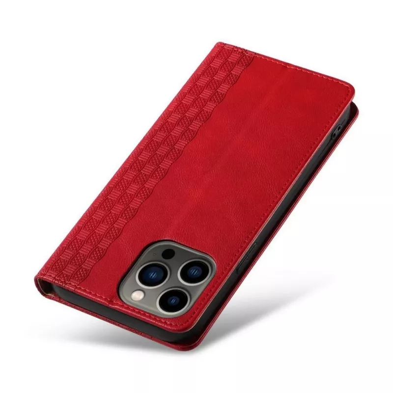 Hurtel Magnet Strap Case for iPhone 13 Pro Max - Wallet Folio with Detachable Lanyard and Pendant - Red