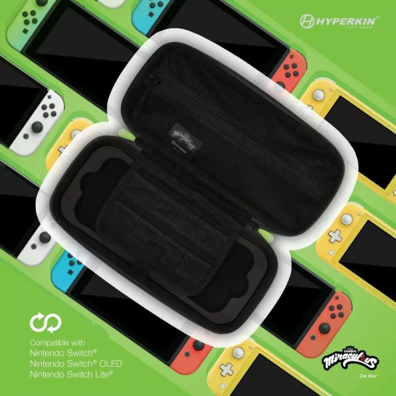 Hyperkin M07541-MTCN Hard Shell Case, Green, Multi-Colour, PEVA, for Nintendo Switch Lite, Shockproof, Water-Resistant, Carrying Bag