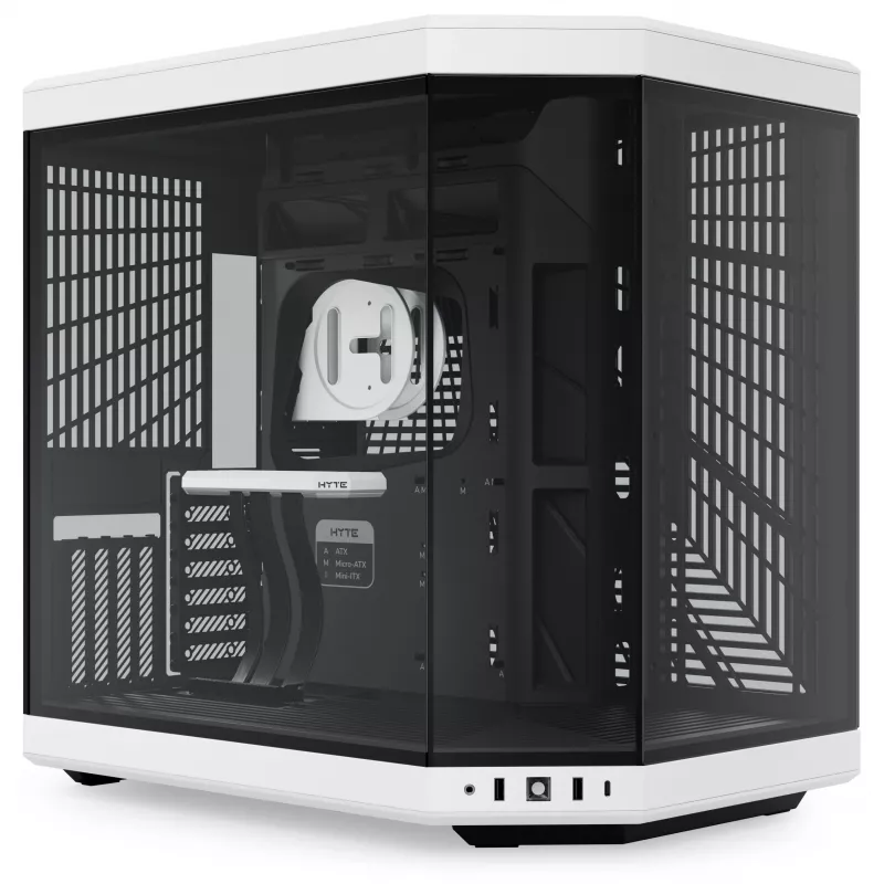 Hyte Y70 Panda Mid Tower Case with 14.1 inch Touchscreen, Tempered Glass, Black/White