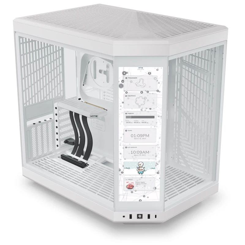 HYTE Y70 Touch Mid-Tower Case, White, 14.1 inch LCD Touchscreen, Tempered Glass, E-ATX/ATX/mATX/Mini-ITX