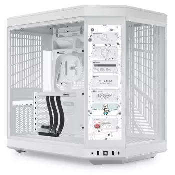 HYTE Y70 Touch Mid-Tower Case, White, 14.1 inch LCD Touchscreen, Tempered Glass, E-ATX/ATX/mATX/Mini-ITX